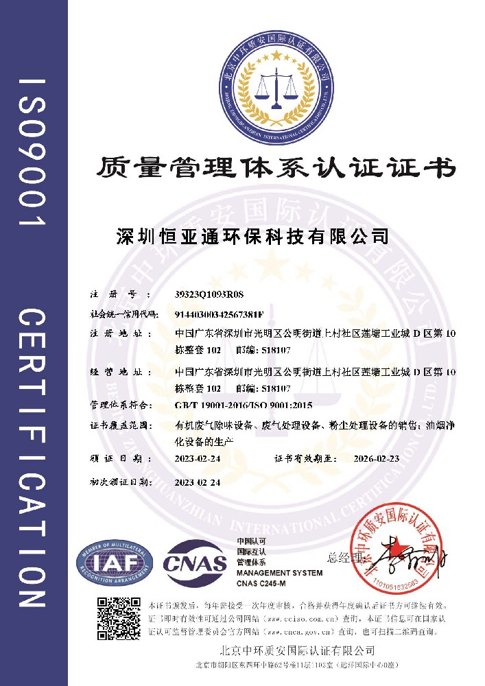 ISO9001質(zhì)量管理體系認證